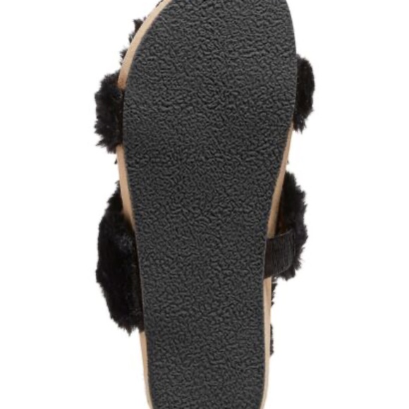 NEW Jack Rogers Women's Lauren Cozy Comfort Sandals BLACK FAUX FUR - Picture 2 of 5